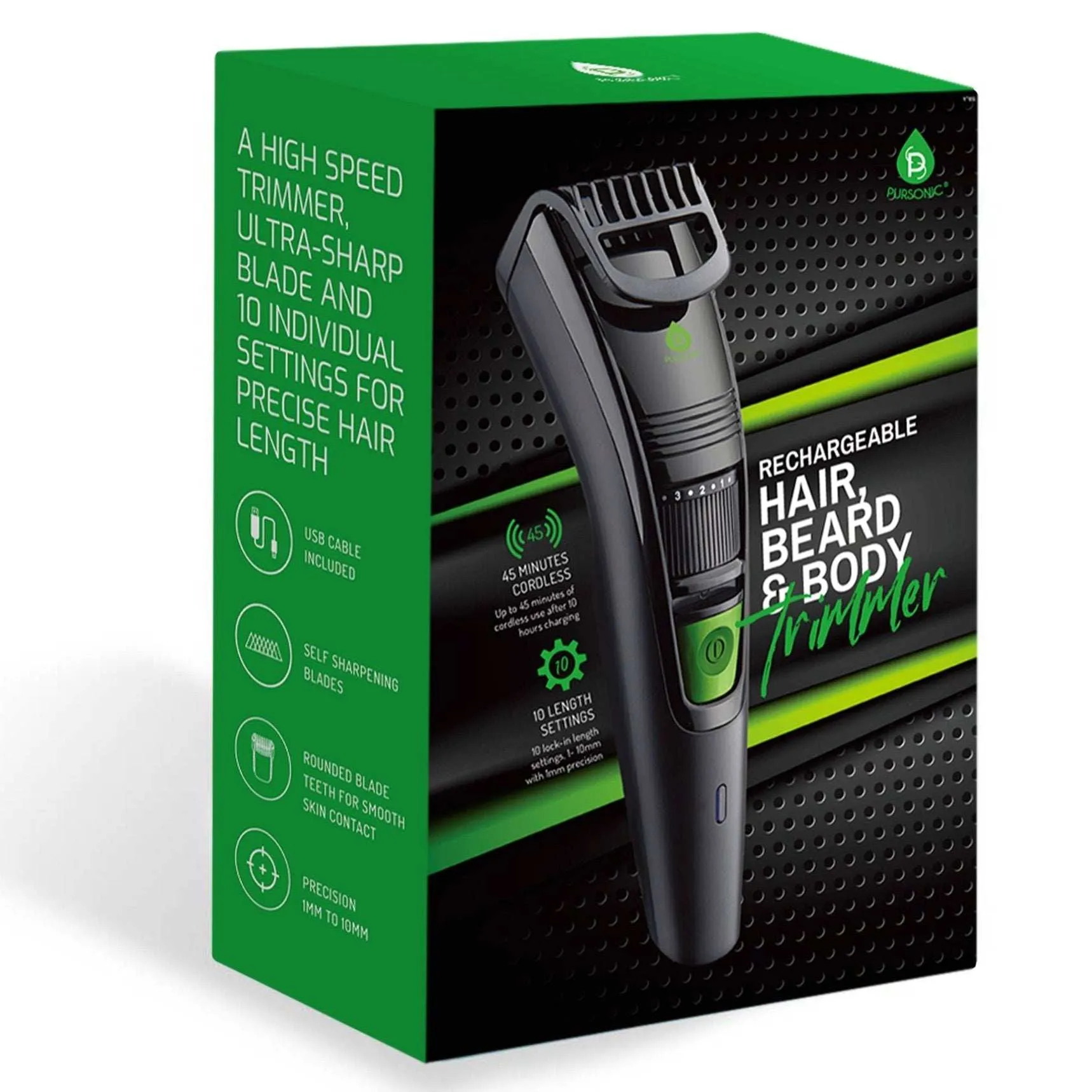 Pursonic Rechargeable Beard and Body Trimmer