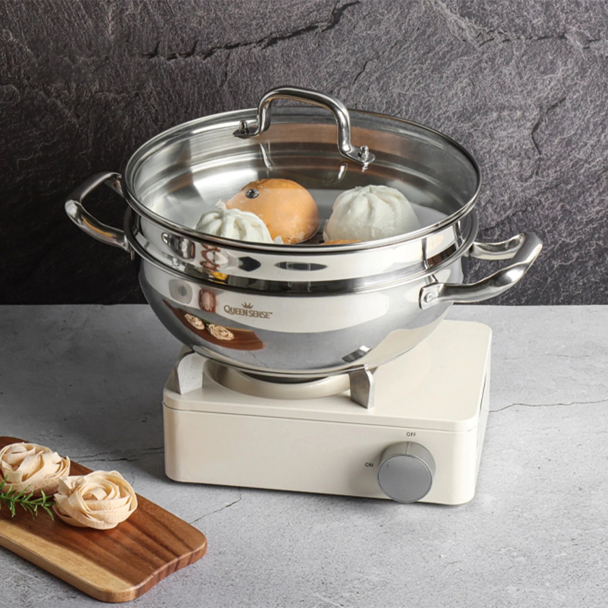 Queensense All-Stainless Steel Induction Steamer 2-Tier, 28cm, 1pc - 🏆 #45 - Kitchen Essentials - Best of December