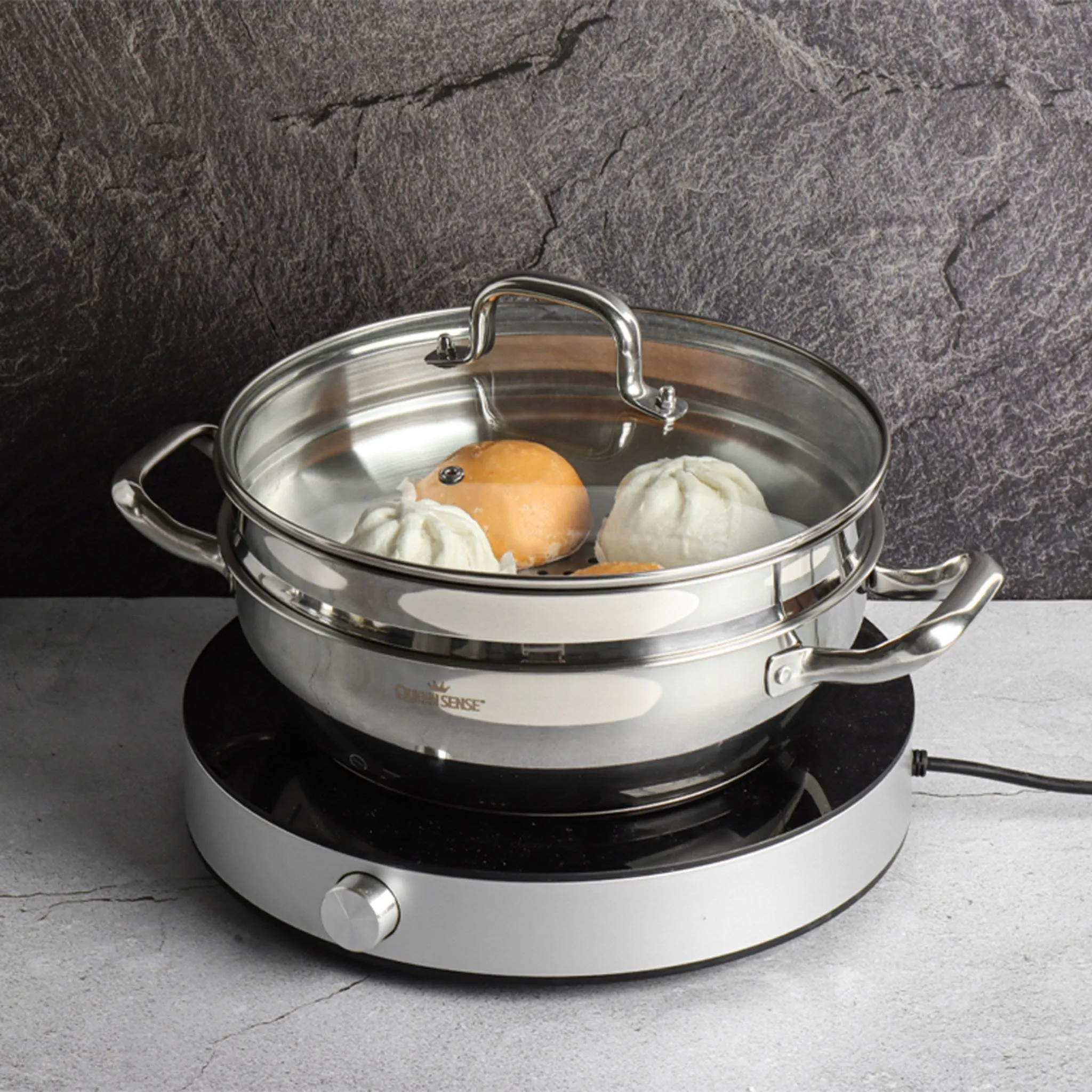 Queensense All-Stainless Steel Induction Steamer 2-Tier, 28cm, 1pc - 🏆 #45 - Kitchen Essentials - Best of December