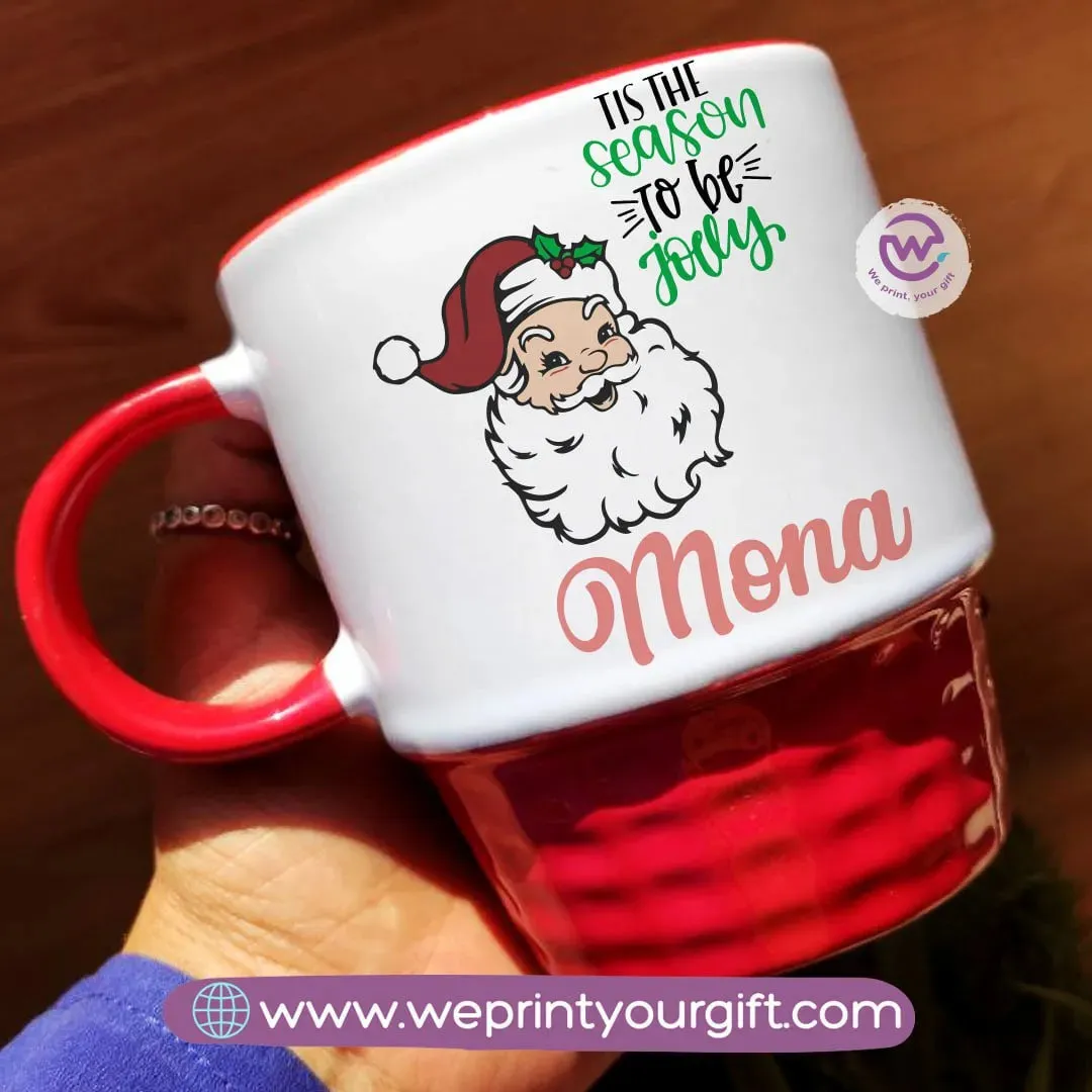 Ribbed Ceramic Mug-Christmas Designs