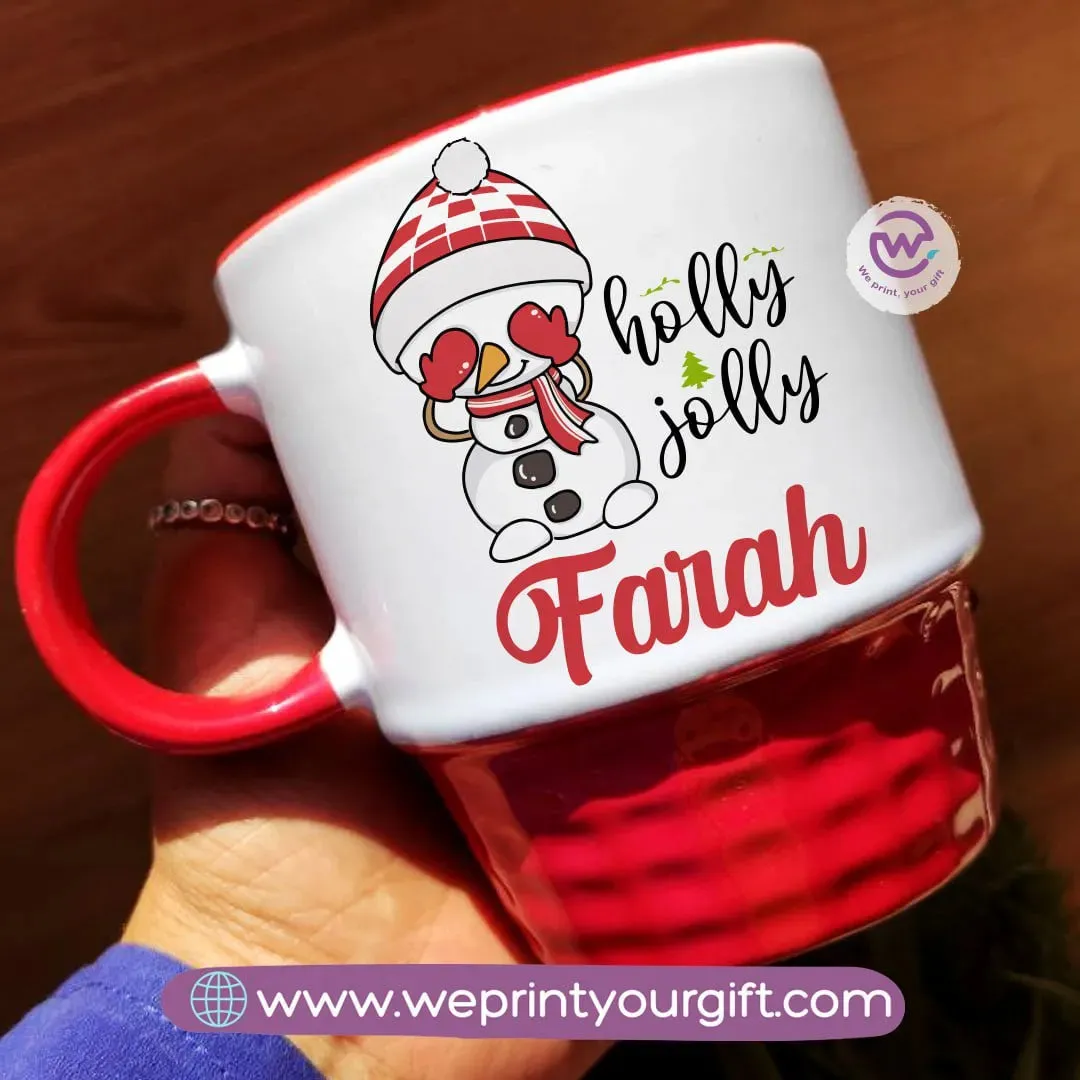 Ribbed Ceramic Mug-Christmas Designs