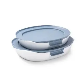 Rubbermaid DuraLite Glass Bakeware 4pc (1.5qt and 2.5qt) Baking Dish Set with