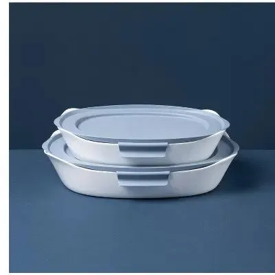 Rubbermaid DuraLite Glass Bakeware 4pc (1.5qt and 2.5qt) Baking Dish Set with