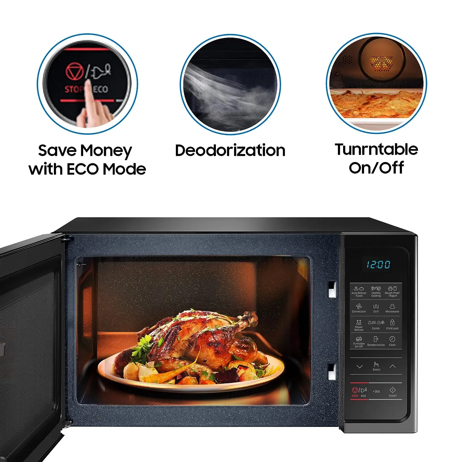 Samsung MC28A5013AK/TL 28L, Convection Microwave Oven with Curd Making( Black)