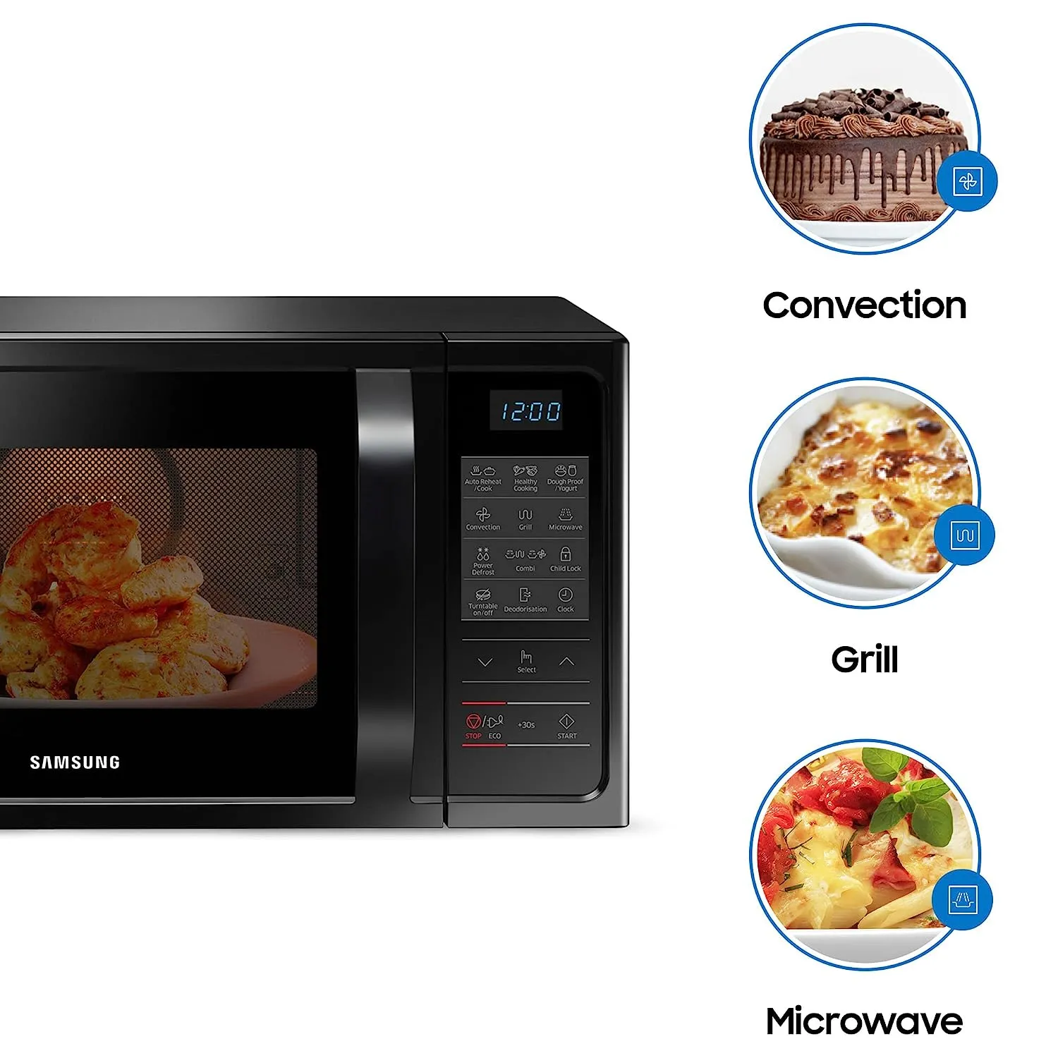 Samsung MC28A5013AK/TL 28L, Convection Microwave Oven with Curd Making( Black)