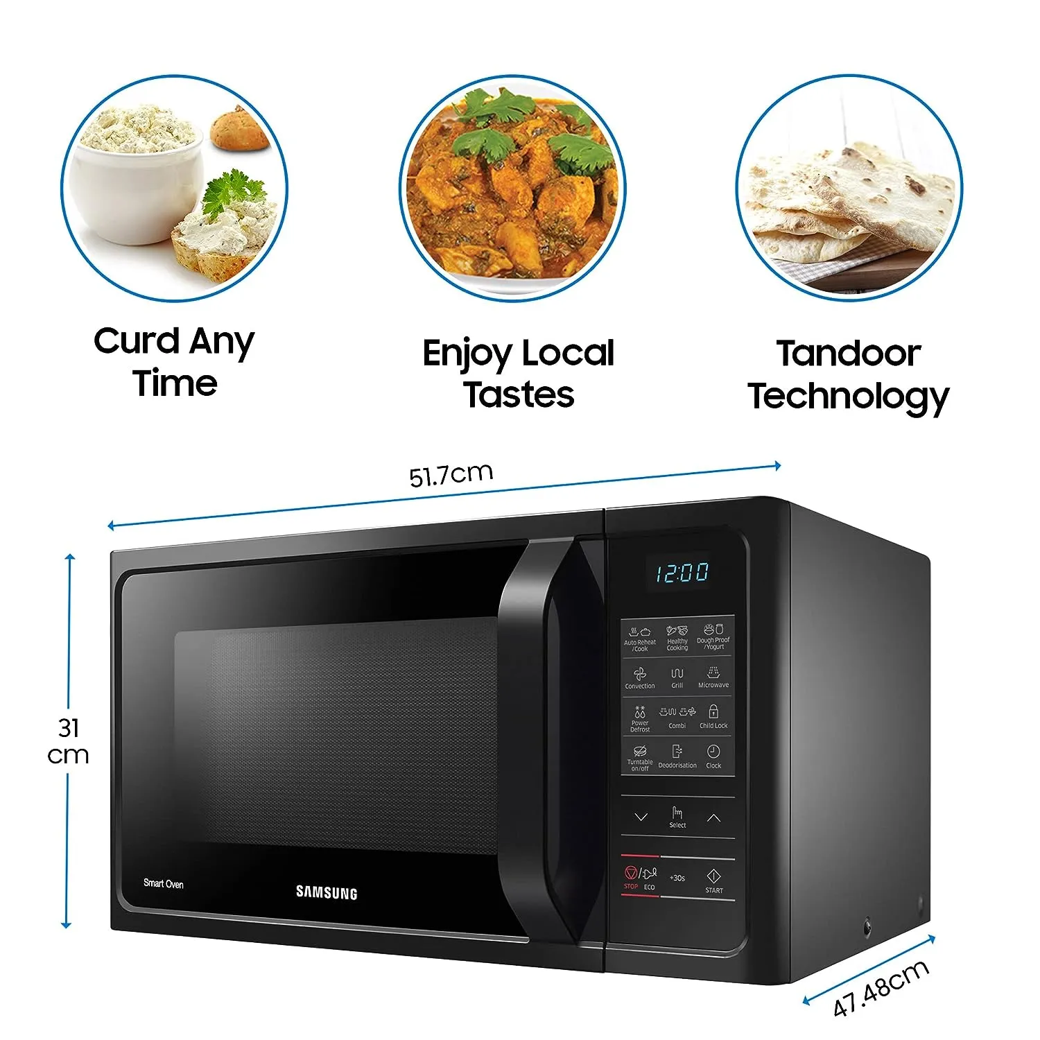 Samsung MC28A5013AK/TL 28L, Convection Microwave Oven with Curd Making( Black)