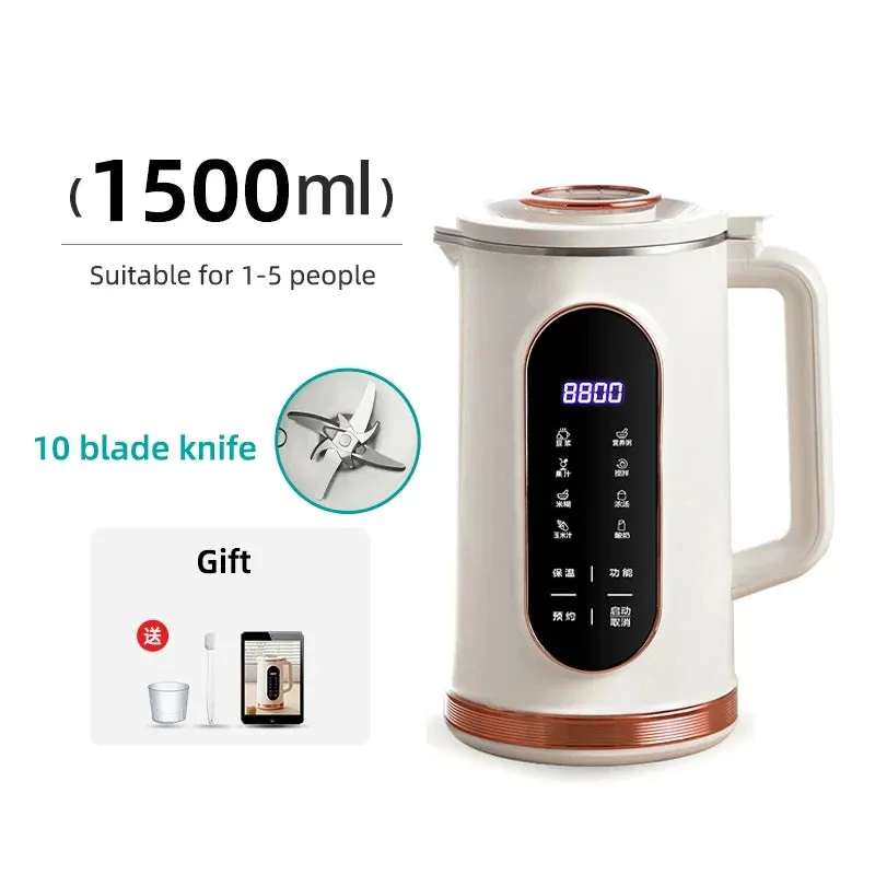 Soybean Milk Machine Electric Juicer Blender Mini Soy Milk Maker Home Wall Breaking Machine 10-leaf Blade Kitchen Appliances