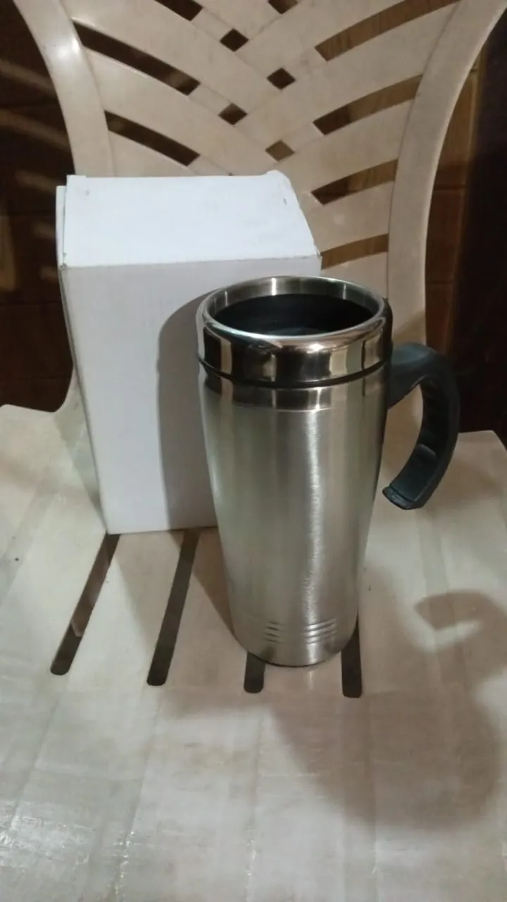 Stainless Steel Vacuum Glass Insulated Glass Coffee Cups (With Lid & Handle / 1 pc)