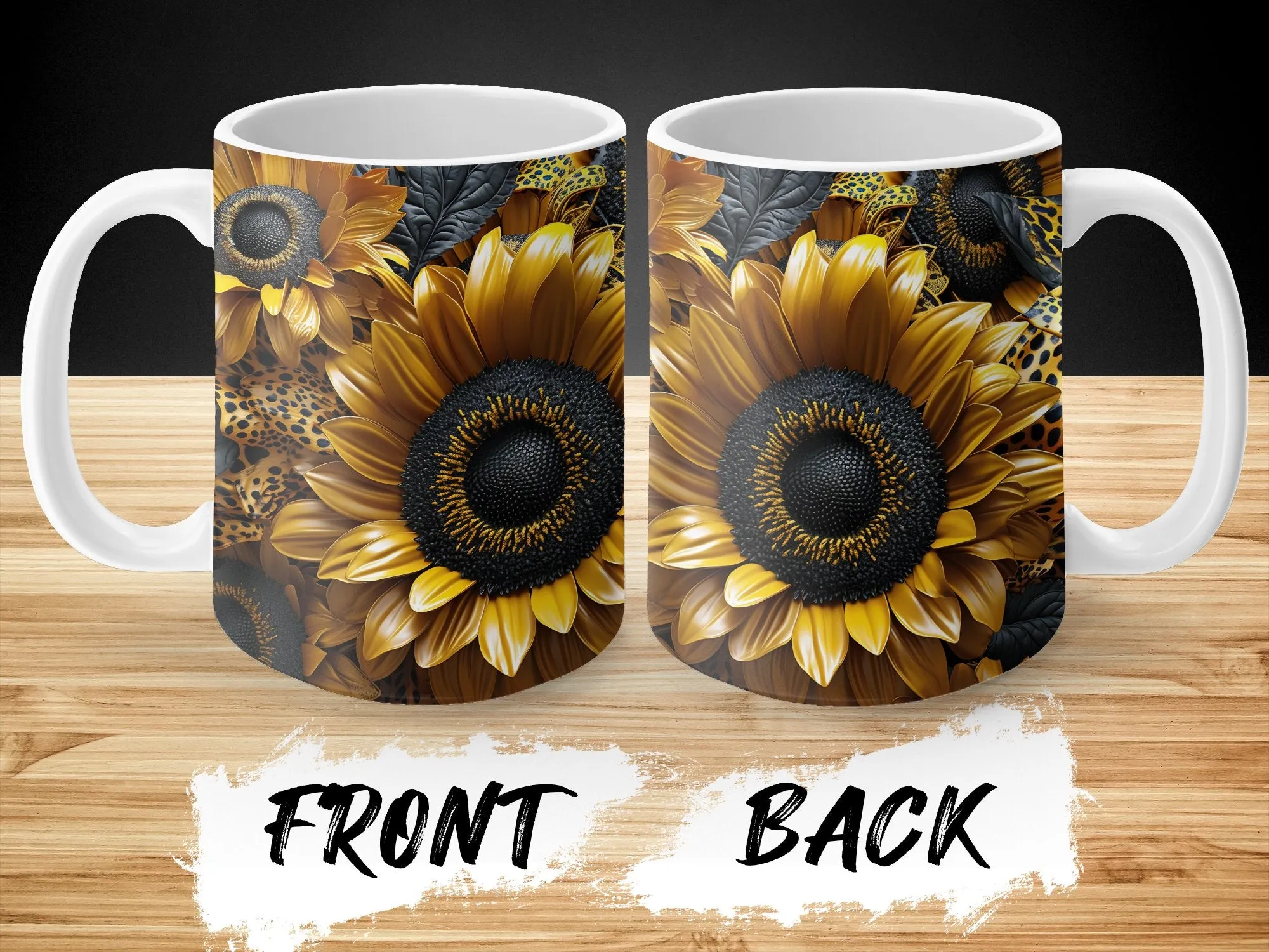 Sunflowers and Leopard Print Coffee Mug, Sunflowers Coffee Mug, Sunflowers Gift for Women, Sunflower Mug