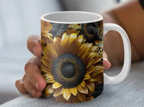 Sunflowers and Leopard Print Coffee Mug, Sunflowers Coffee Mug, Sunflowers Gift for Women, Sunflower Mug