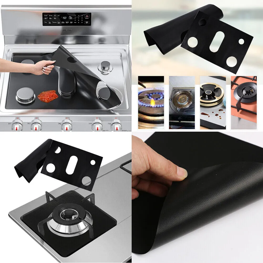 US 2-4 Pack Stove Cover Gas Range Top Burner Protectors Reusable Non-stick Liner