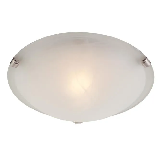 Westinghouse 6629700 1 Light Flush White and Brushed Nickel Finish with White Alabaster Glass