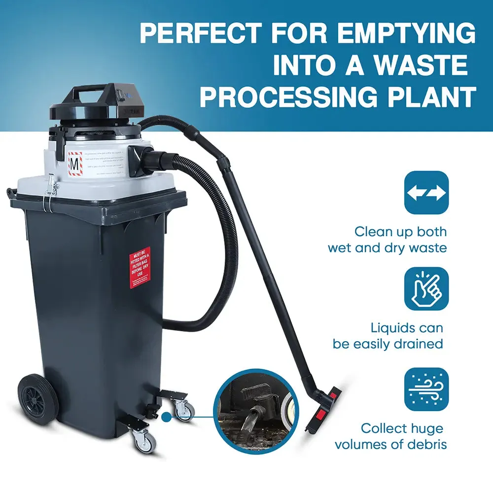 Wheelie Bin M Filtered Vacuum 120ltr Wet & Dry MAXVAC Dura DV120-MBN