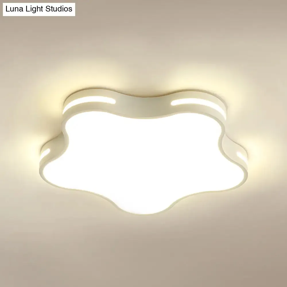 White Acrylic LED Ceiling Flushmount - Minimalist Star Design, 19.5" Wide