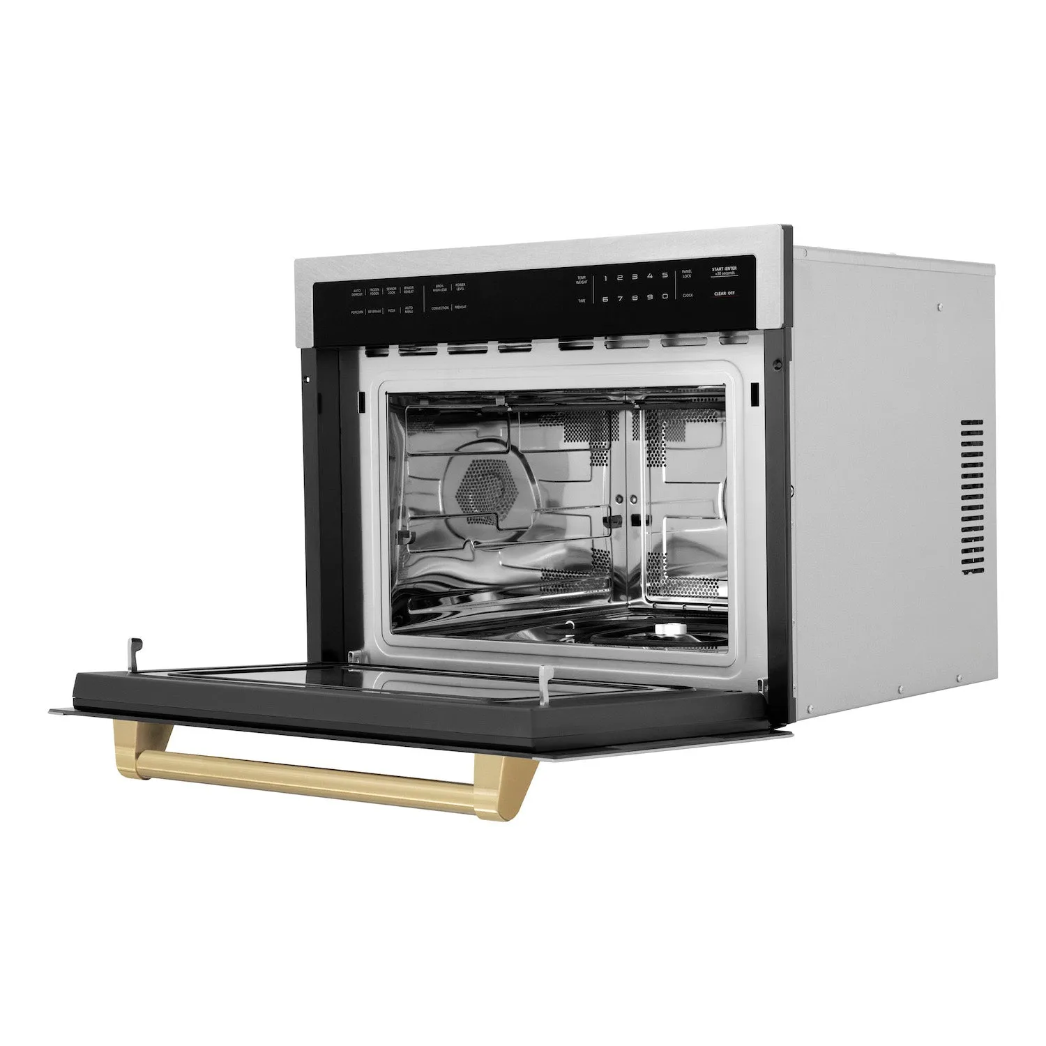 ZLINE Autograph Edition 24 in. 1.6 cu ft. Built-in Convection Microwave Oven in Fingerprint Resistant Stainless Steel with Champagne Bronze Accents (MWOZ-24-SS-CB)