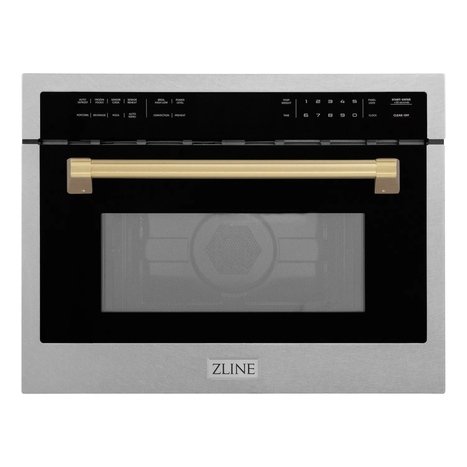 ZLINE Autograph Edition 24 in. 1.6 cu ft. Built-in Convection Microwave Oven in Fingerprint Resistant Stainless Steel with Champagne Bronze Accents (MWOZ-24-SS-CB)