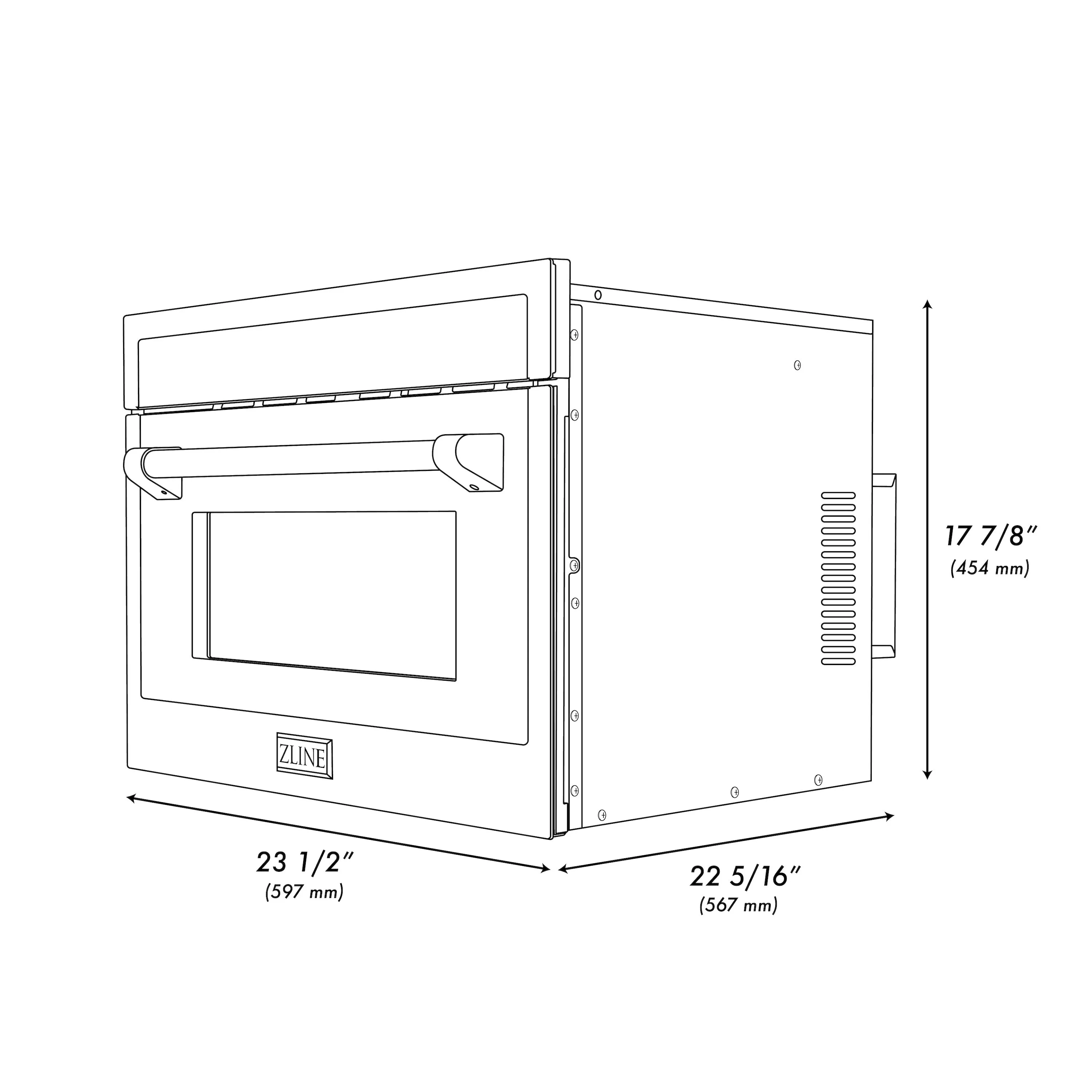 ZLINE Autograph Edition 24 in. 1.6 cu ft. Built-in Convection Microwave Oven in Stainless Steel with Matte Black Accents (MWOZ-24-MB)