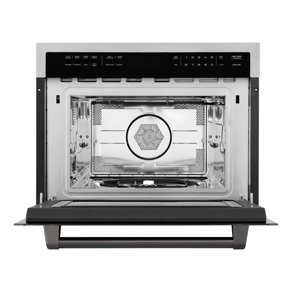 ZLINE Autograph Edition 24 in. 1.6 cu ft. Built-in Convection Microwave Oven in Stainless Steel with Matte Black Accents (MWOZ-24-MB)